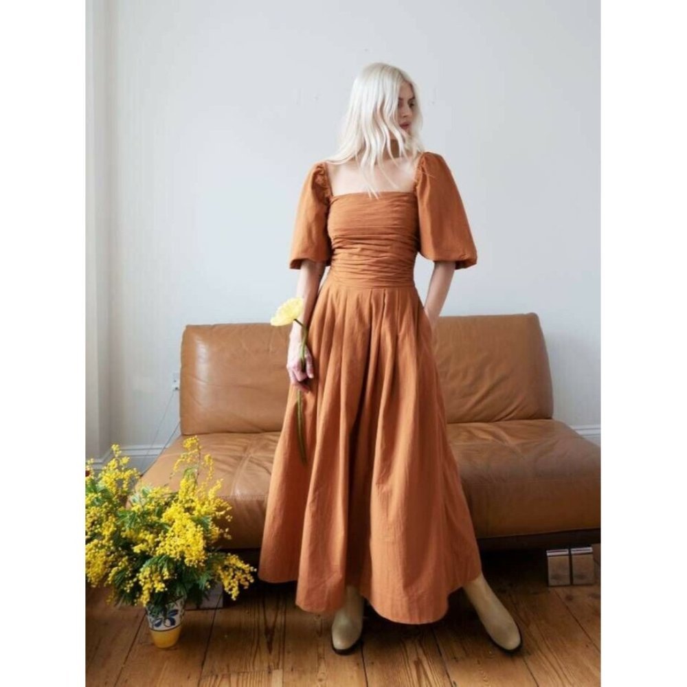 NWT FREE PEOPLE ENDLESS SUMMER Sz L AIN’T SHE A BEAUT SMOCKED MIDI DRESS TERRA